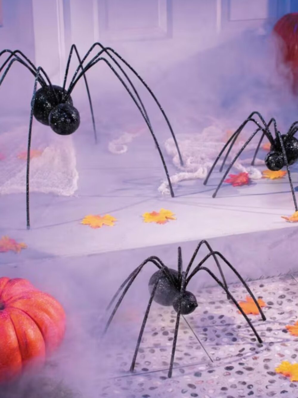 25" Giant Iron Spiders Halloween Decoration - Set of 3